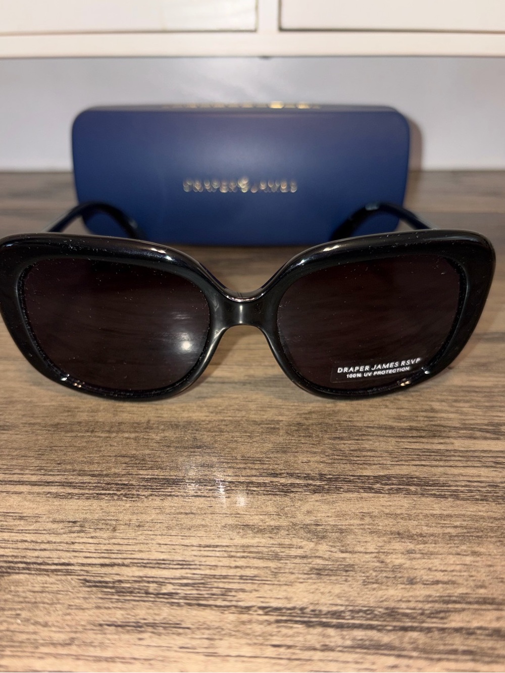 Draper James Black Oversized Women's Sunglasses with Dark Lenses
